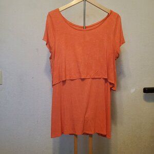 A:Glow Maternity Orange Tank Dress or top with Cape overlay Size XL Mat